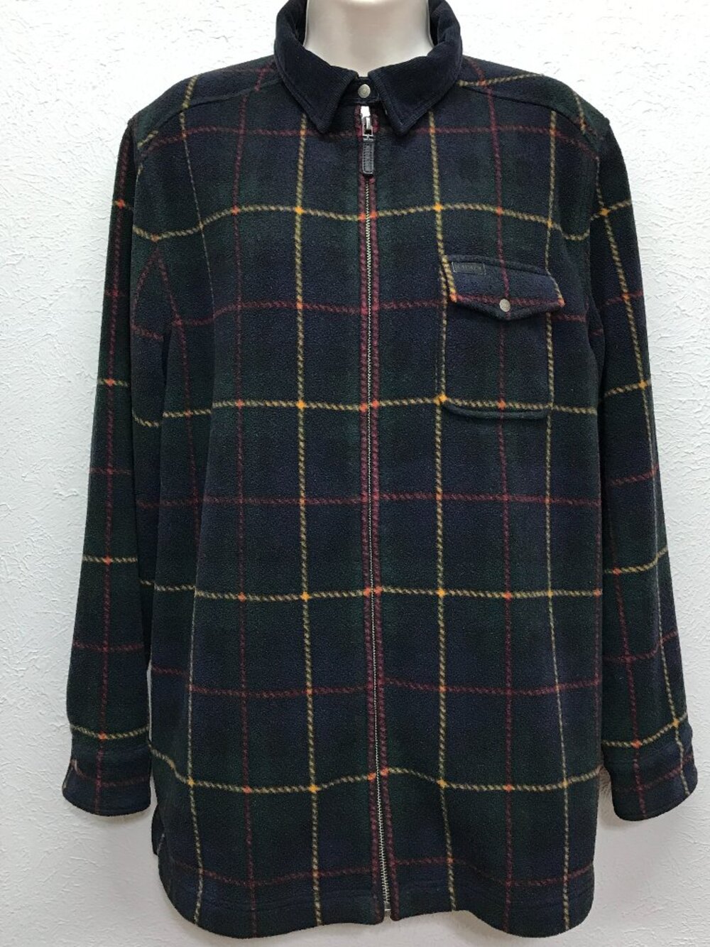 Lauren Ralph Lauren Women L Fleece Jacket Full Zip Tartan Plaid Shacket Full Zip